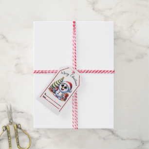 Cheerful snowman Christmas tags