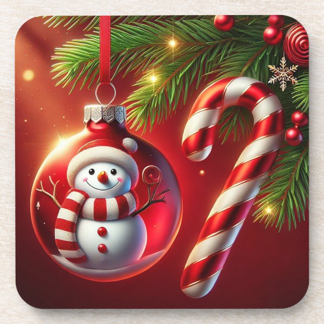 Cheerful Snowman Coaster (Front)