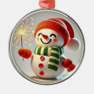 Cheerful Snowman Metal Ornament