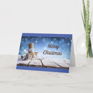 CHEERFUL SNOWMAN WISHES U MERRY CHRISTMAS HOLIDAY CARD