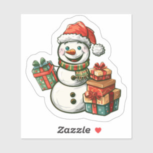 Cheerful Snowman With Christmas Gifts