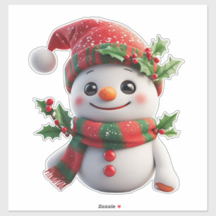 Cheerful Snowman With Santa Hat