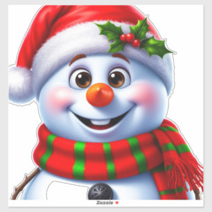 Cheerful Snowman With Santa Hat