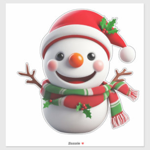 Cheerful Snowman With Santa Hat