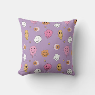 Cheerful Spooky Faces Throw Pillow