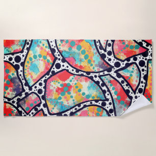 Cheerful Spots, Dots and Funky Lines Original Art Beach Towel