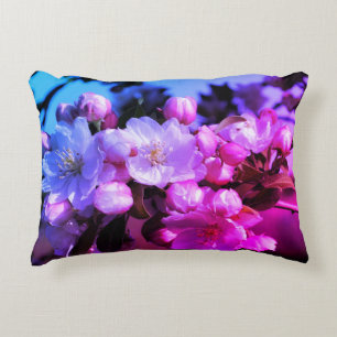 Cheerful Spring Crabapple Blossoms Abstract Colour Accent Pillow
