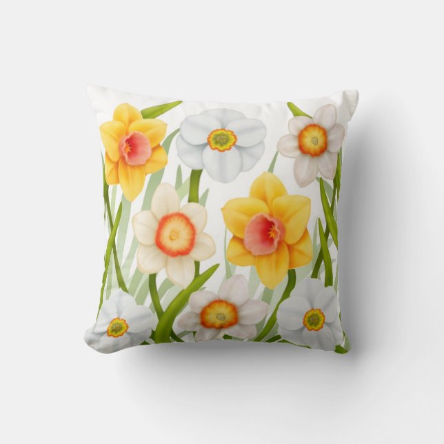 Cheerful Spring Daffodils Pillow (Front)