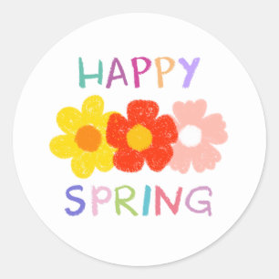 Cheerful Spring Flower Classic Round Sticker