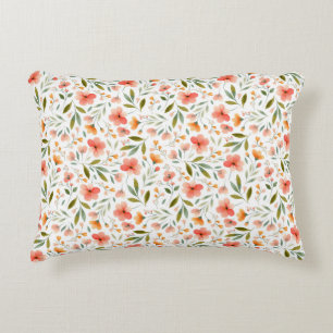 Cheerful Spring Peach Flowers Accent Pillow