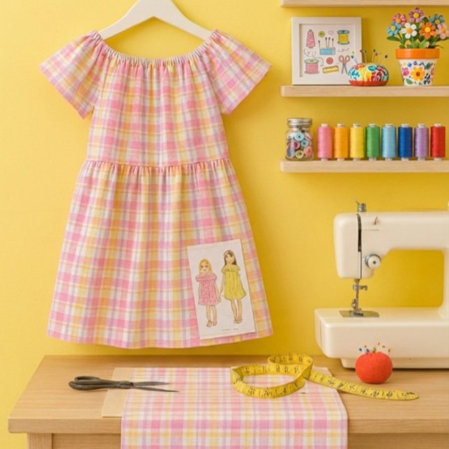 Cheerful Spring Pink Plaid Craft Sewing  Fabric (Sew pretty spring plaid dresses and home accents with  pink  plaid fabric. )