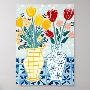 Cheerful Spring Tulips & Daisies Art Print