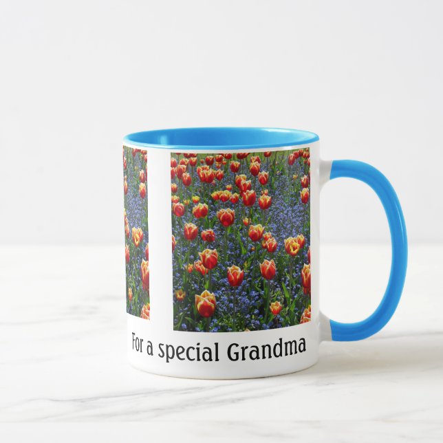 Cheerful Spring Tulips -- Grandma (Customizable) Mug (Right)
