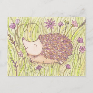Cheerful Springtime Hedgehog Postcard