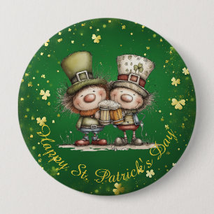 Cheerful St. Patrick’s Day Party Illustration 4 Inch Round Button