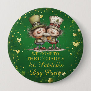 Cheerful St. Patrick’s Day Party Illustration 4 Inch Round Button