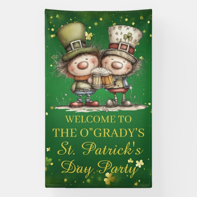 Cheerful St. Patrick’s Day Party Illustration Banner (Vertical)