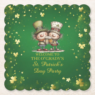 Cheerful St. Patrick’s Day Party Illustration Paper Coaster