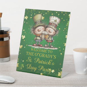Cheerful St. Patrick’s Day Party Illustration Pedestal Sign