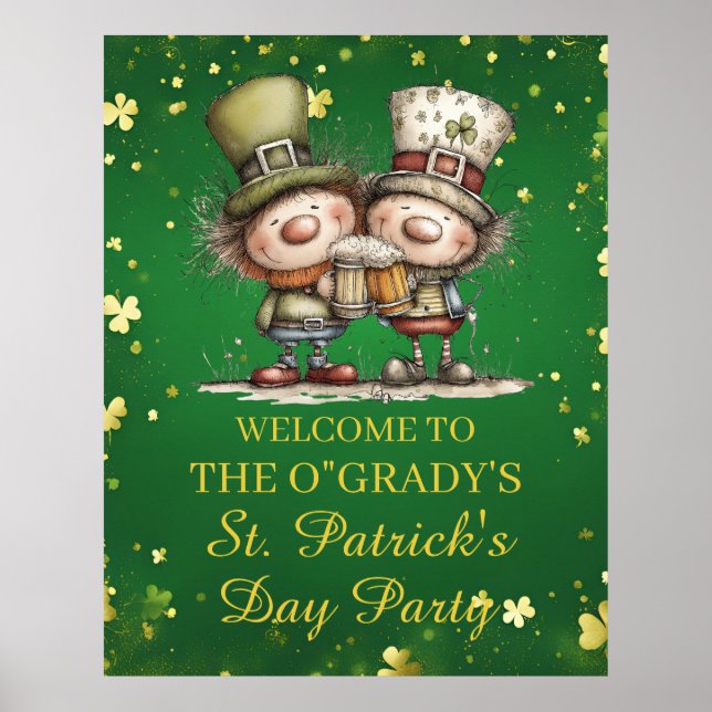 Cheerful St. Patrick’s Day Party Illustration Poster (Front)