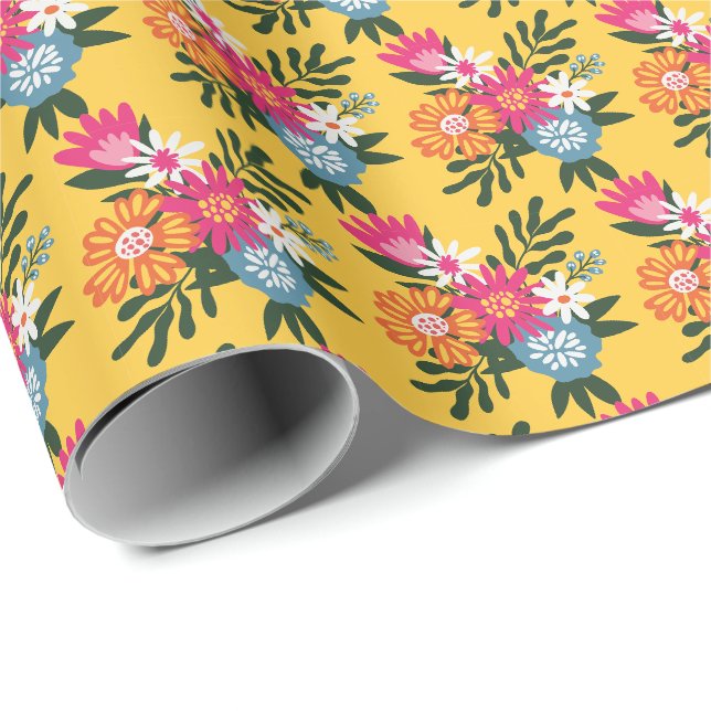 Cheerful Summer Bloom Bunch Wrapping Paper (Roll Corner)