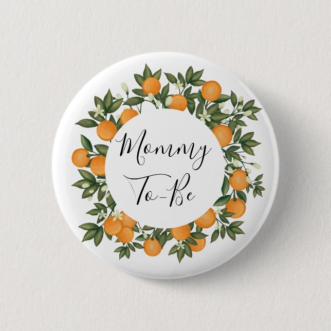 Cheerful Summer Citrus Botanical Orange Tangerine 2 Inch Round Button (Front)