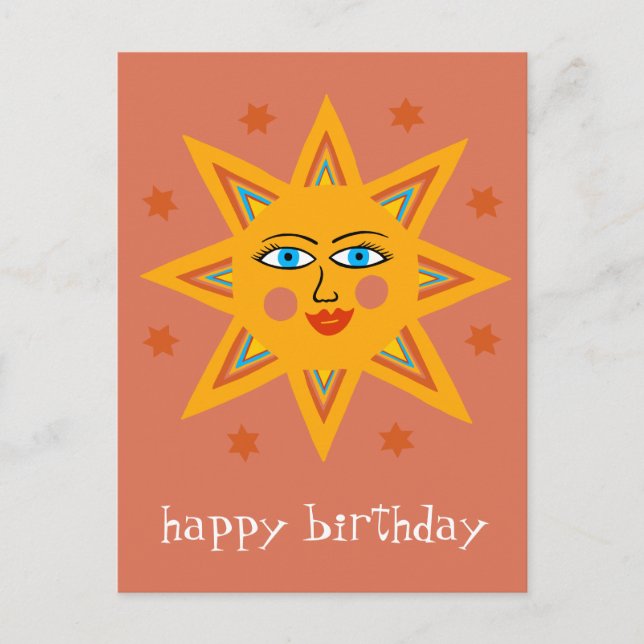 Cheerful Sun HAPPY BIRTHDAY CUSTOM  Postcard (Front)