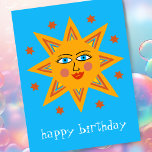 Cheerful Sun HAPPY BIRTHDAY CUSTOM   Postcard<br><div class="desc">Add your own text to the front and back,  or change the colours. Take a look at my shop for more!</div>