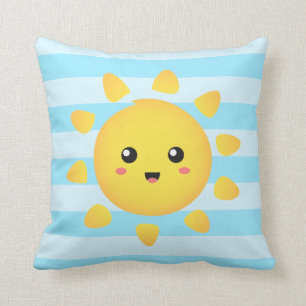 Cheerful sun that shines brightly all around throw pillow