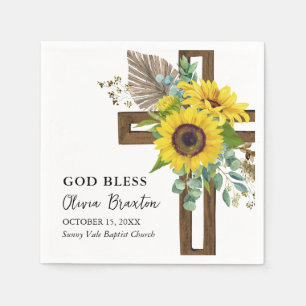 Cheerful Sunflower Rustic Summer Boho Baptism Napkin