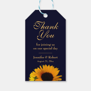 Cheerful Sunflower Thank You  Favour Gift Tags