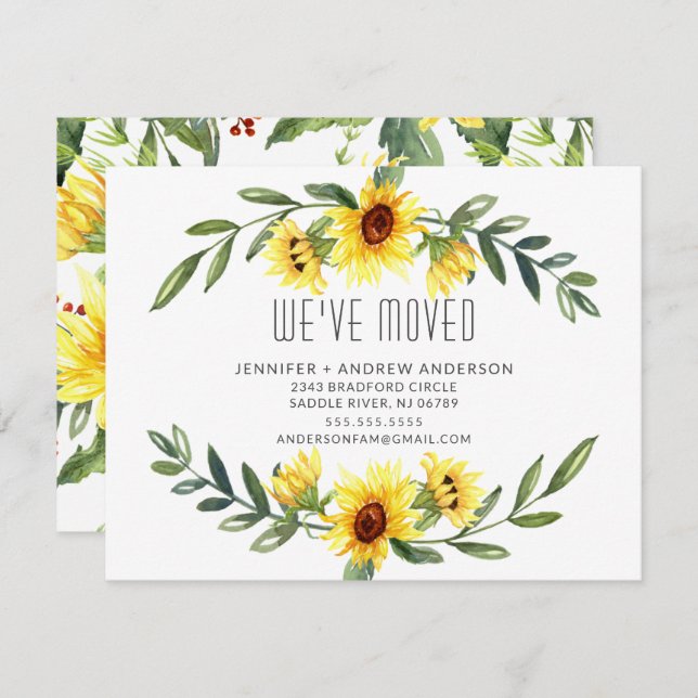 Cheerful Sunflowers Moving Announcement (Front/Back)