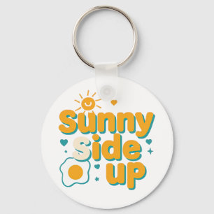 Cheerful "Sunny Side Up" with Egg and Sun Keychain