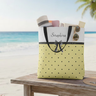 Cheerful Sunshine Yellow Cottagecore Name Tote Bag