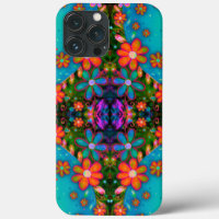 Cheerful Teal Floral Pattern Whimsical Boho Cute