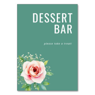 Cheerful Teal Minimalist Floral Table Number