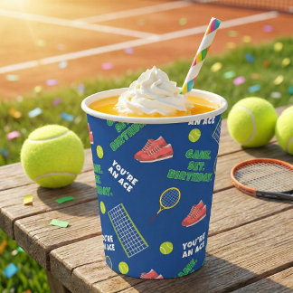 Cheerful Tennis Birthday Game Set For Kids Paper Cups