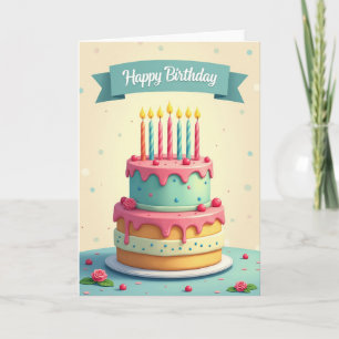 Cheerful Tiered Cake Card