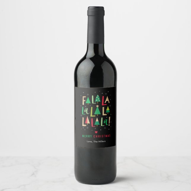 Cheerful Trees Christmas Wine Label (Front)