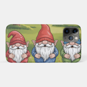 Cheerful Trio of Cartoon Gnomes in Sunny Meadow iPhone 11 Pro Case
