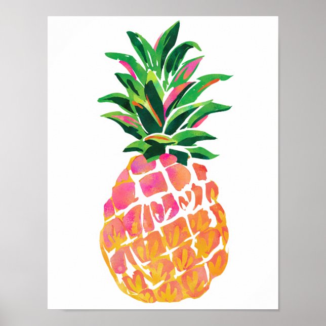 Cheerful Tropical Pineapple Poster - 11"x 14" (Front)
