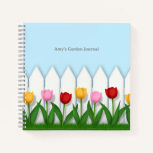Cheerful Tulip Flower Garden Customizable Notebook