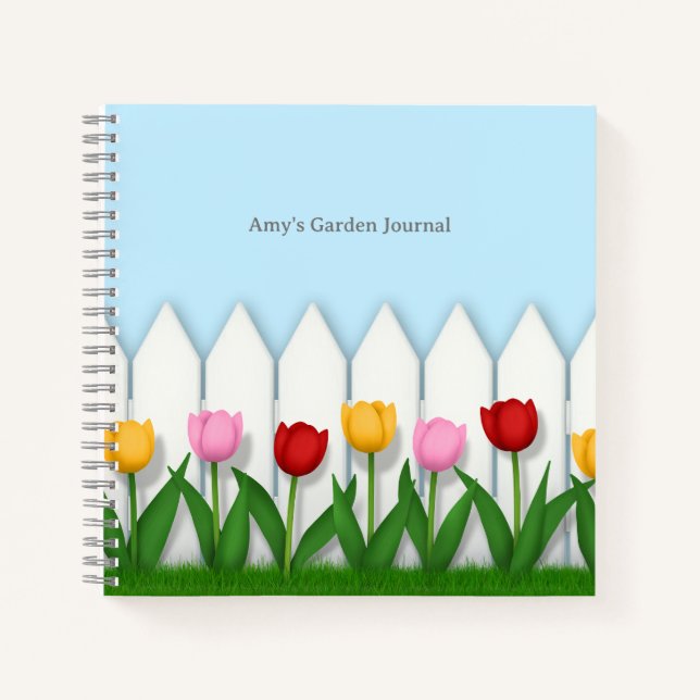 Cheerful Tulip Flower Garden Customizable Notebook (Front)