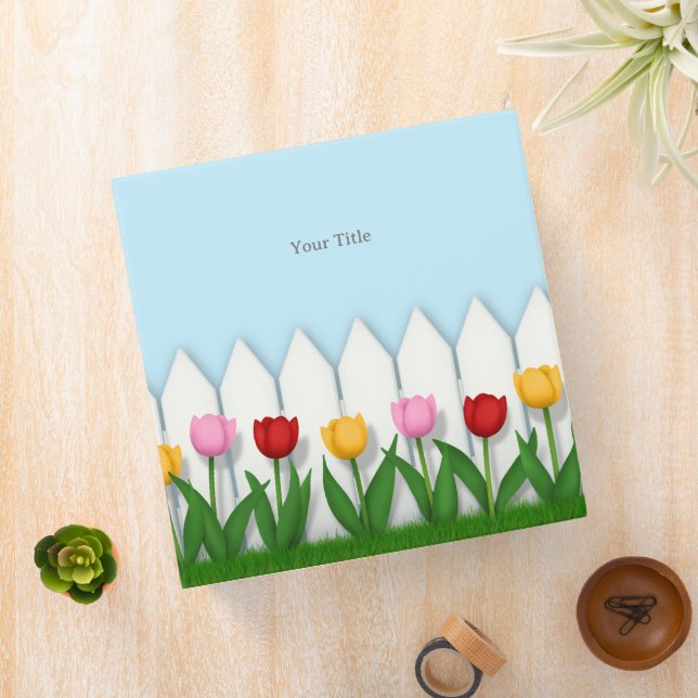 Cheerful Tulips & White Picket Fence Custom 2" Binder (In Situ)