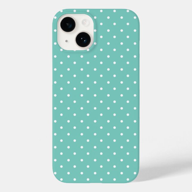 Cheerful Turquoise Green with White Polka Dots Case-Mate iPhone Case (Back)