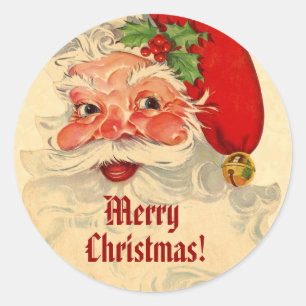 Cheerful Vintage Santa Smiling Pattern CH02 Custom Classic Round Sticker