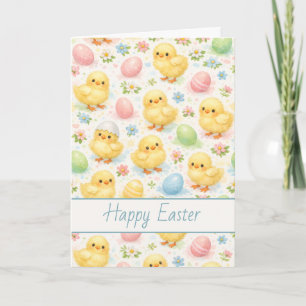 Cheerful Watercolor Chick & Egg Easter Card