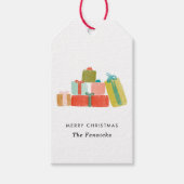 Cheerful Watercolor Christmas Presents Gift Tags (Front)