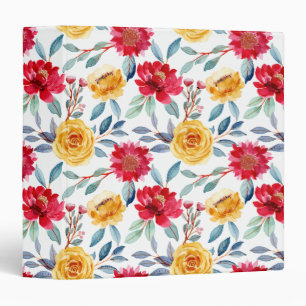 Cheerful Watercolor Floral Pattern in Yellow Rose Binder