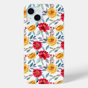 Cheerful Watercolor Floral Pattern in Yellow Rose iPhone 15 Mini Case